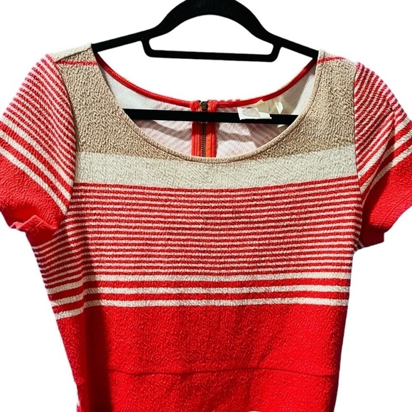 Anthropologie Lilka Sorella Orange Striped Short Sleeve Cotton Dress Size Medium - Picture 5 of 8